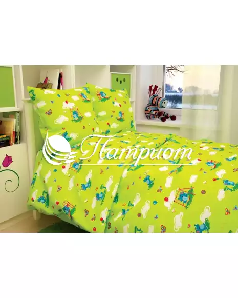 КПБ детский Слоники, зеленый, бязь 125 г/м² 315-3